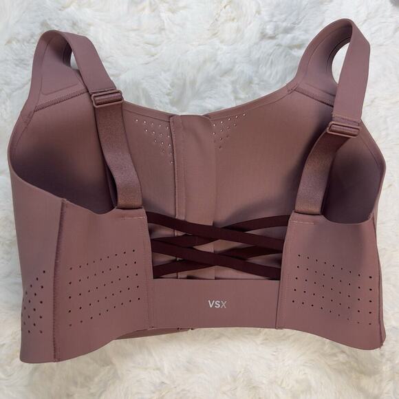Victoria’s Secret Rosewood Featherweight Max Sports Bra Zip Strappy Back 34DDD - Picture 2 of 6